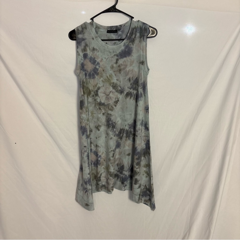 Nally & Millie USA OverSized Sleeveless Green/Camo Tie-Dye Shift Dress Sz XS